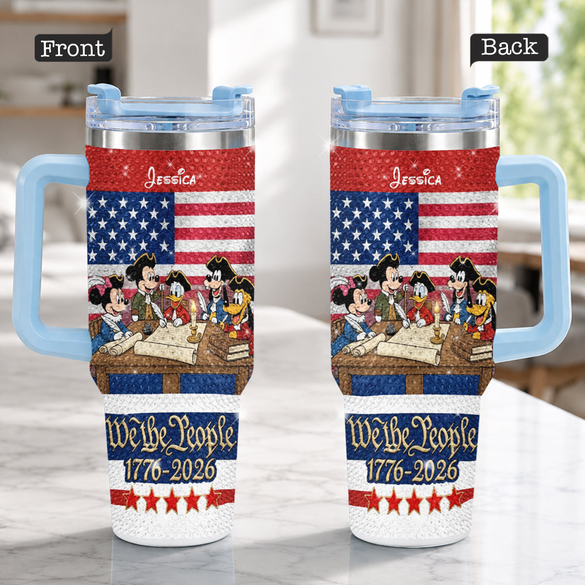 Personalized Rhinestone Tumbler with Handle for Mom or Dad, 40oz Unique Gift Rhinestone Tumbler With Handle GradoCreations