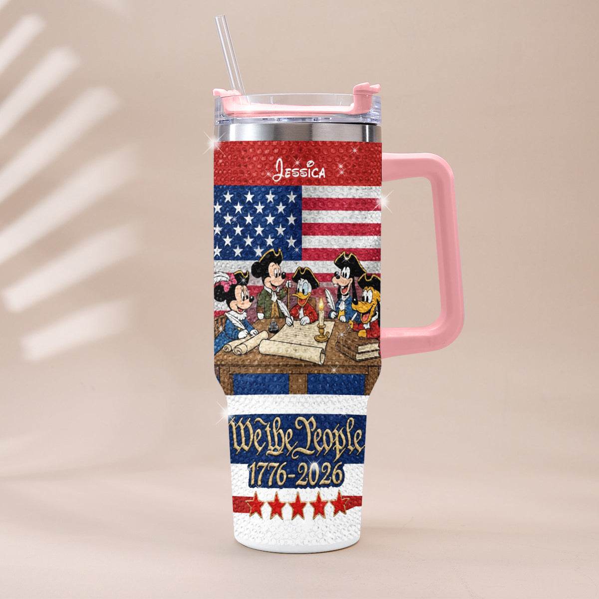 Personalized Rhinestone Tumbler with Handle for Mom or Dad, 40oz Unique Gift Rhinestone Tumbler With Handle GradoCreations