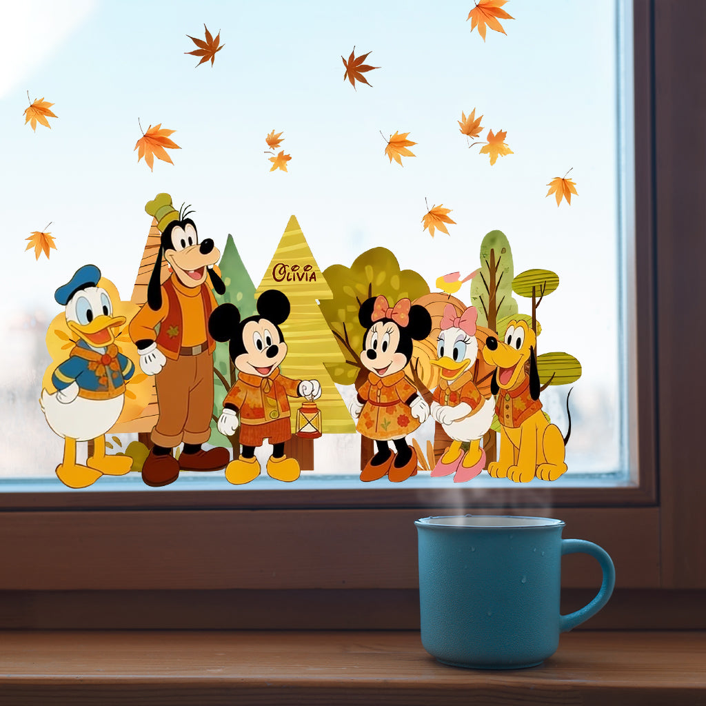 Personalized Fall Window Decoration Mouse Vinyl Decal for Kids Decal Die Cut GradoCreations