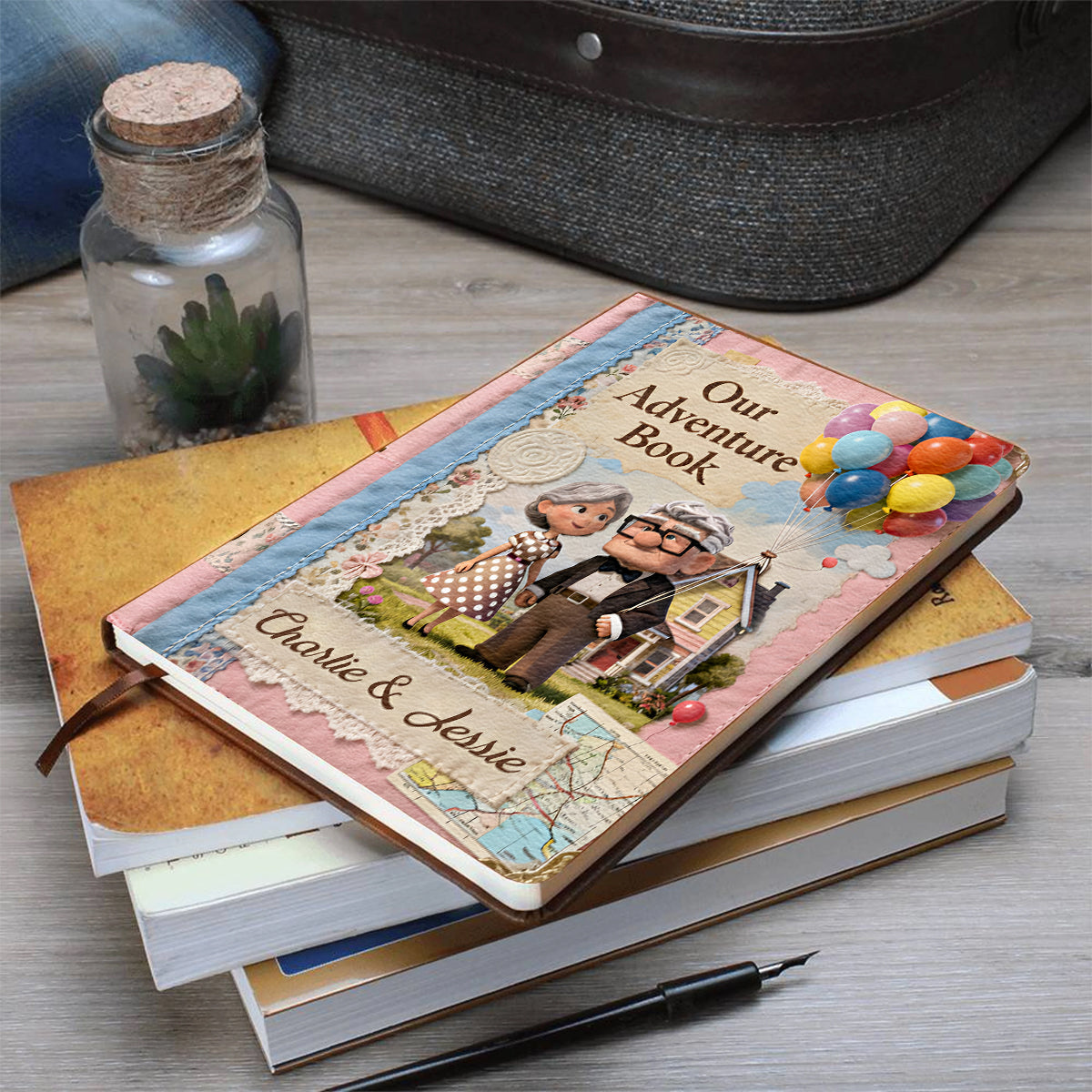 Personalized Leather Journal Up Movie Adventure Book Gift for Couple Leather Journal GradoCreations