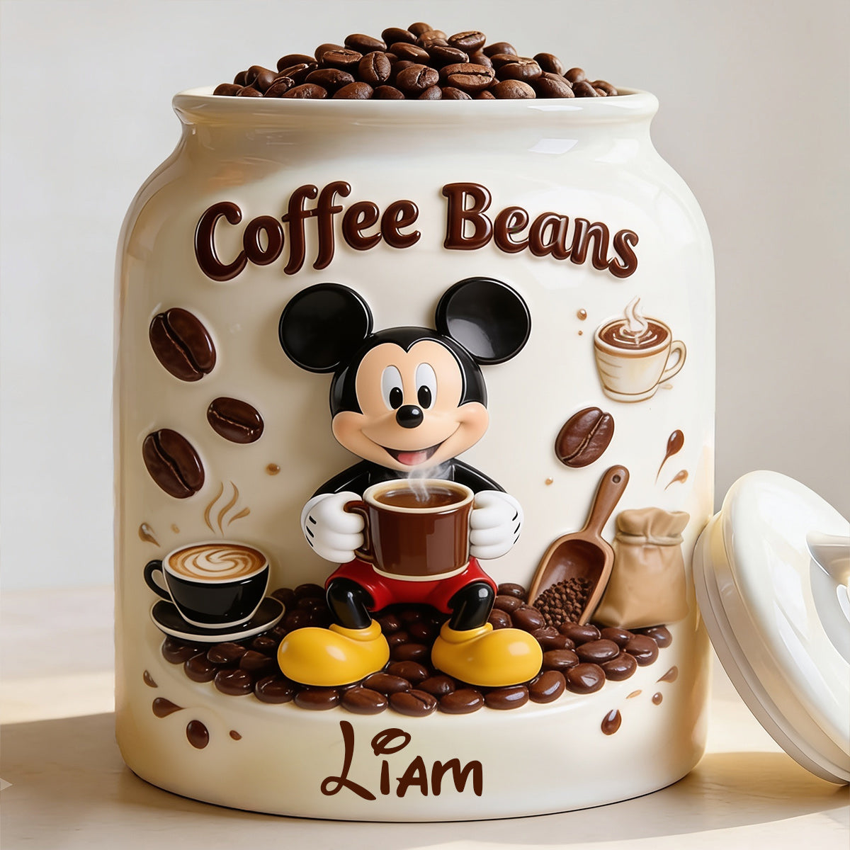Personalized Mickey Mouse Cookie Jar for Coffee Beans Gift Cookie Jar GradoCreations