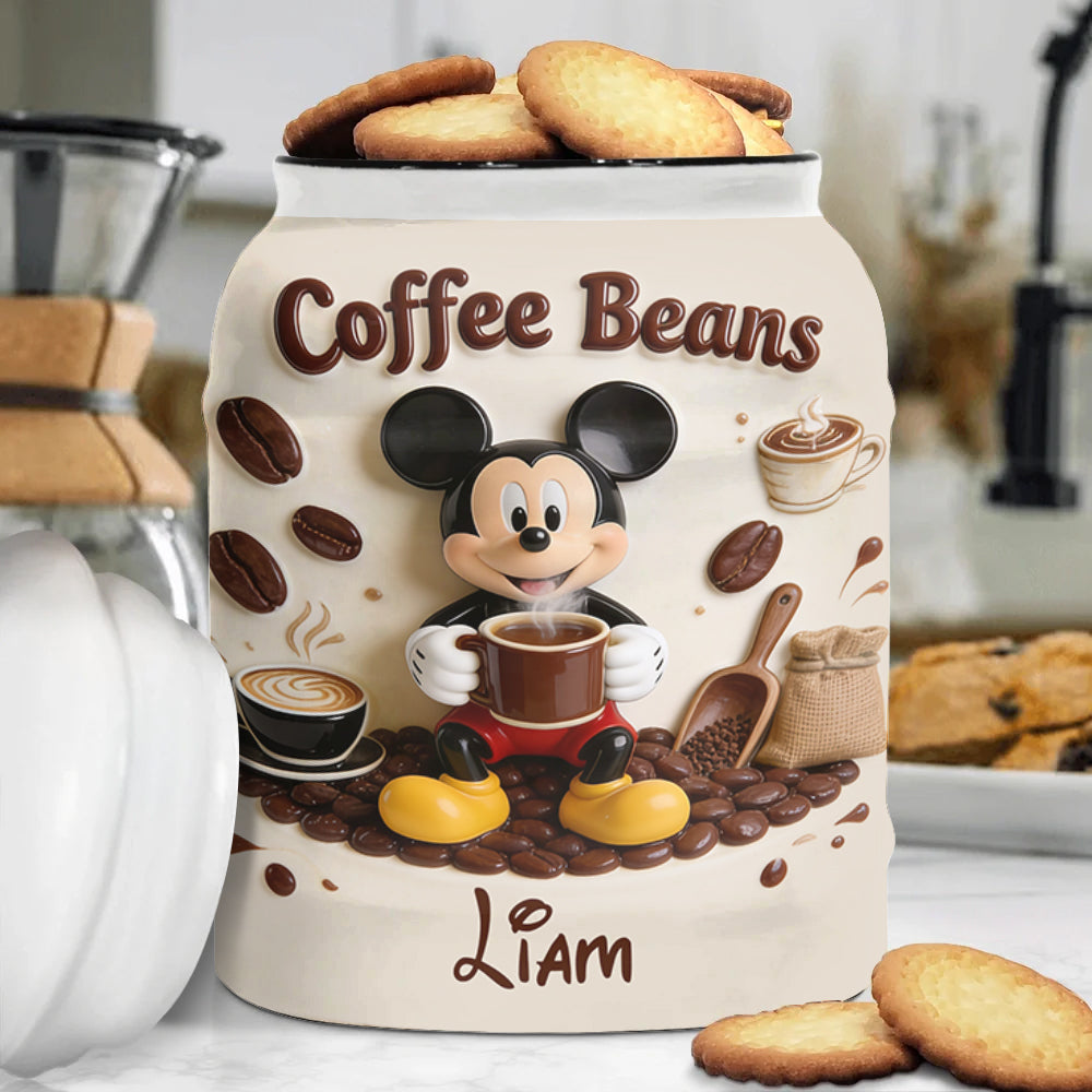 Personalized Mickey Mouse Cookie Jar for Coffee Beans Gift Cookie Jar GradoCreations