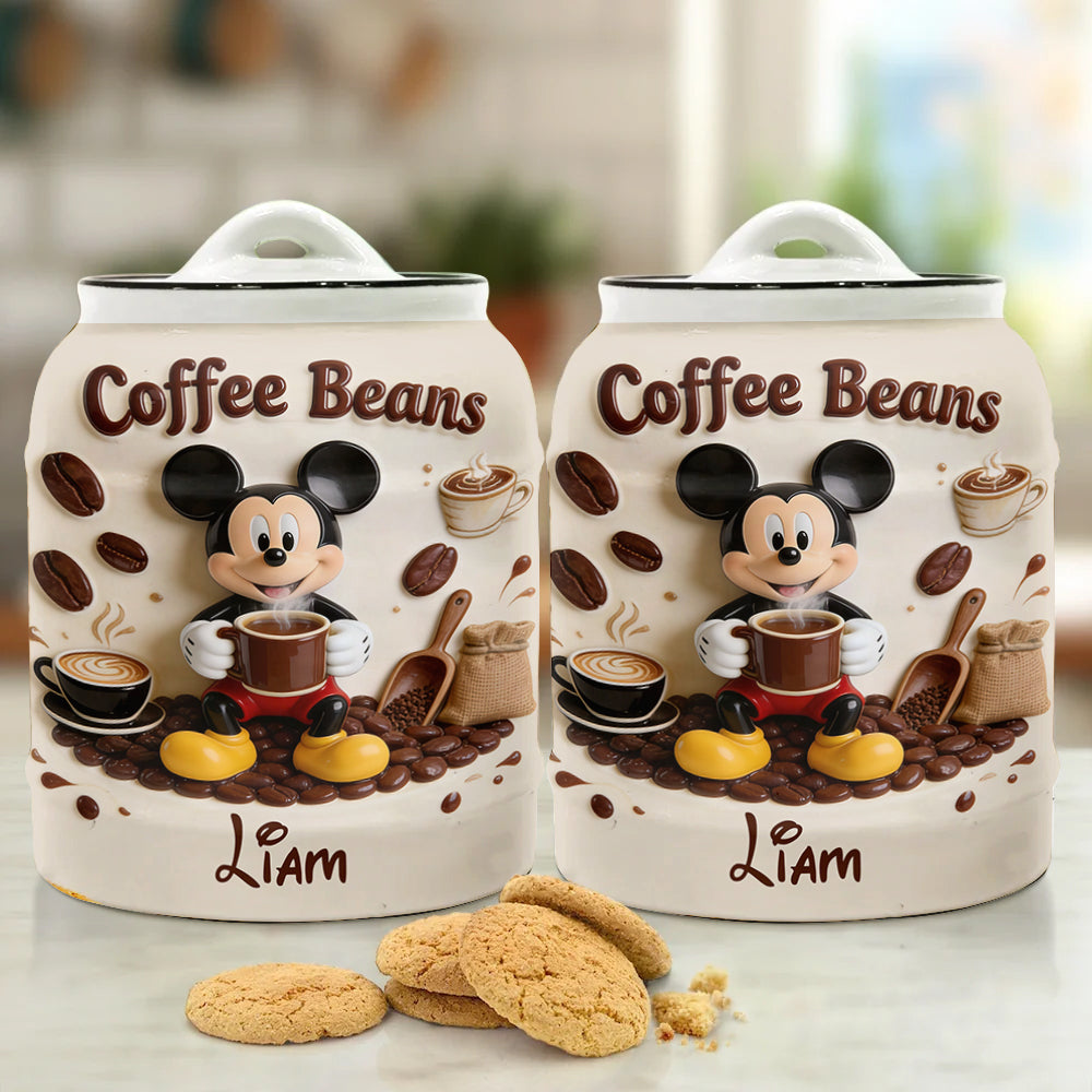 Personalized Mickey Mouse Cookie Jar for Coffee Beans Gift Cookie Jar GradoCreations