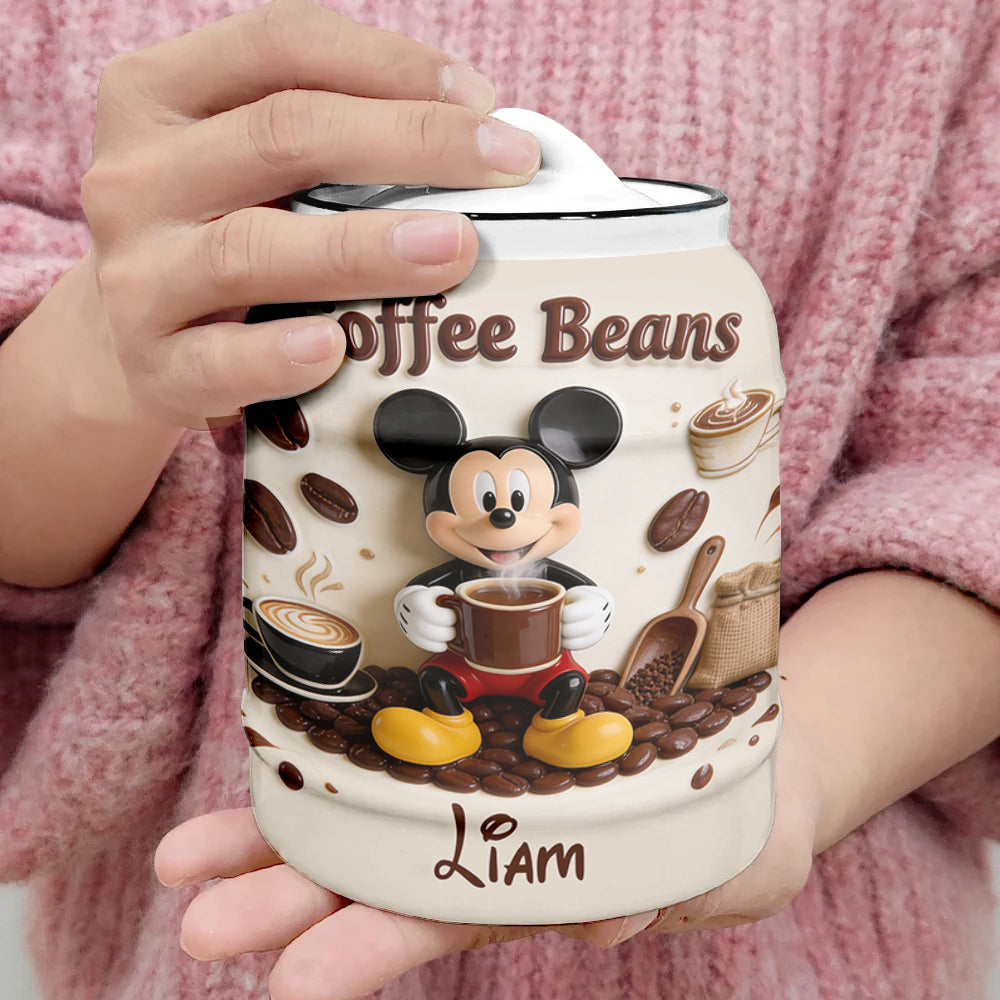 Personalized Mickey Mouse Cookie Jar for Coffee Beans Gift Cookie Jar GradoCreations