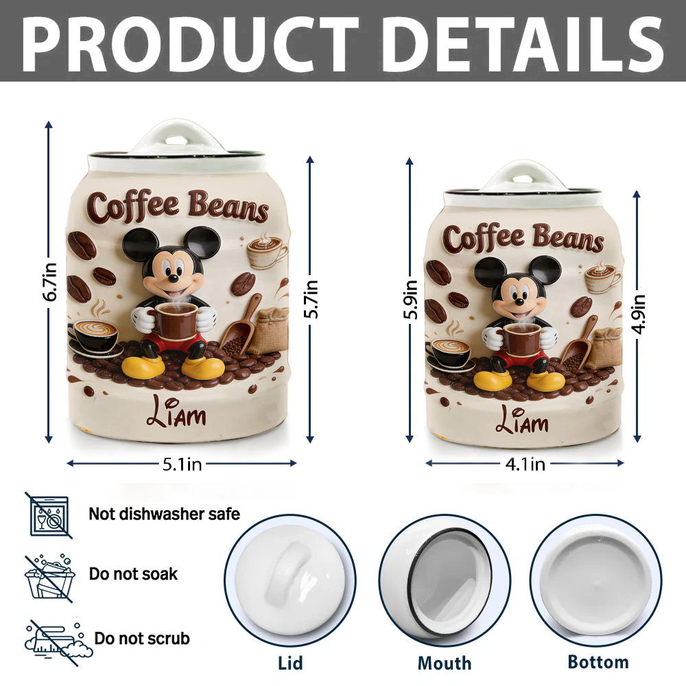Personalized Mickey Mouse Cookie Jar for Coffee Beans Gift Cookie Jar GradoCreations