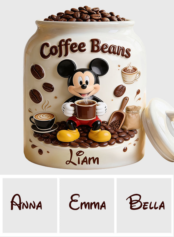 Personalized Mickey Mouse Cookie Jar for Coffee Beans Gift Cookie Jar GradoCreations