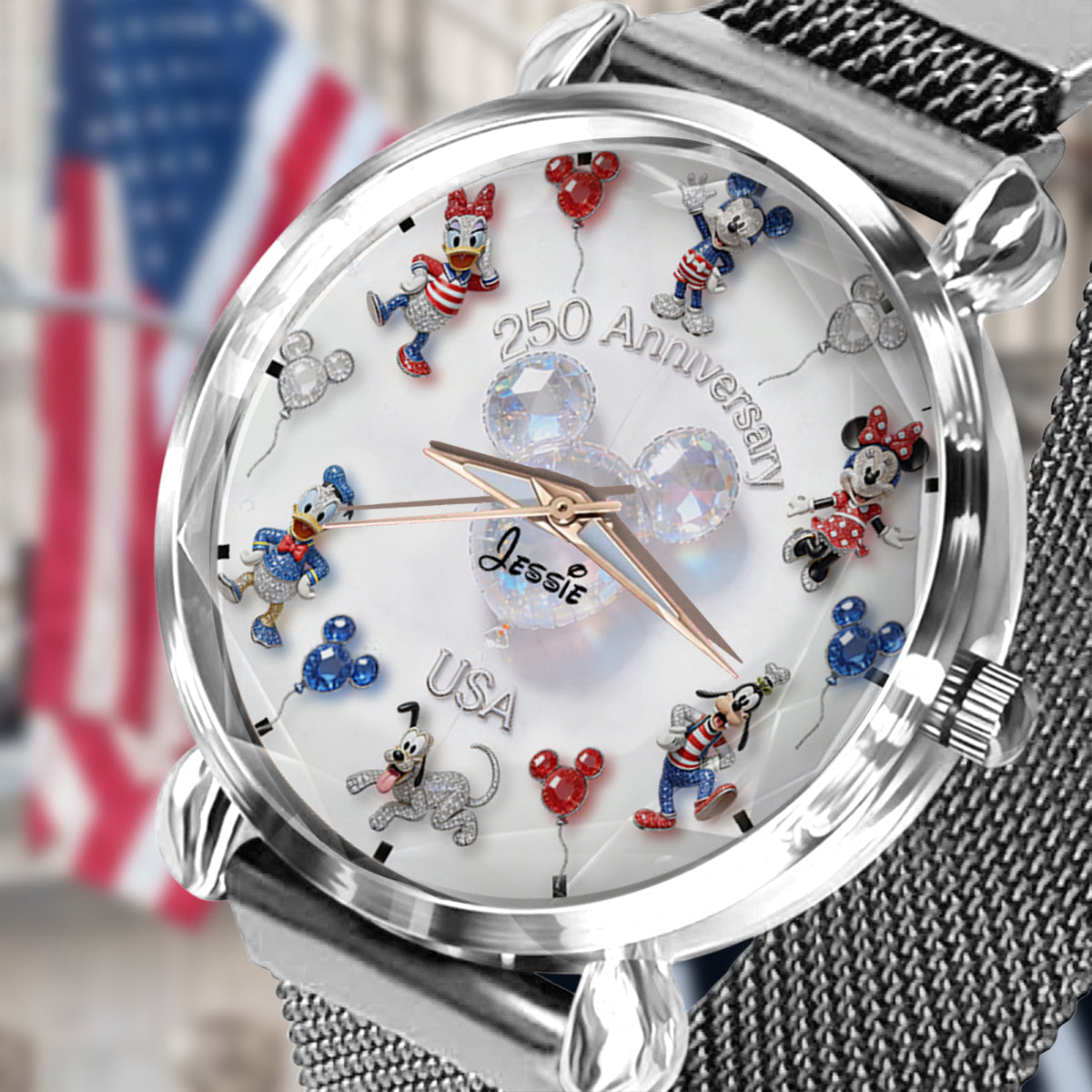 Personalized 250 Anniversary Women Hand Watch with Disney Characters Women Hand Watch GradoCreations