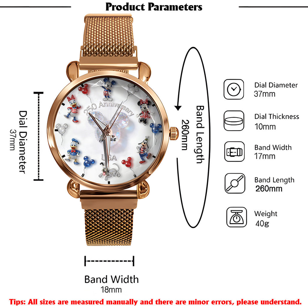 Personalized 250 Anniversary Women Hand Watch with Disney Characters Women Hand Watch GradoCreations