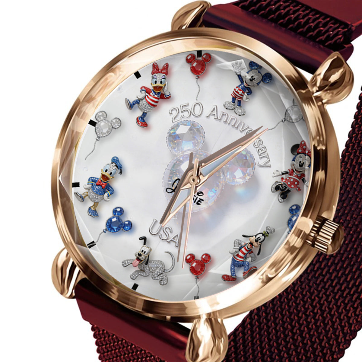 Personalized 250 Anniversary Women Hand Watch with Disney Characters Women Hand Watch GradoCreations