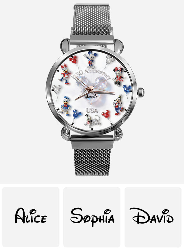 Personalized 250 Anniversary Women Hand Watch with Disney Characters Women Hand Watch GradoCreations