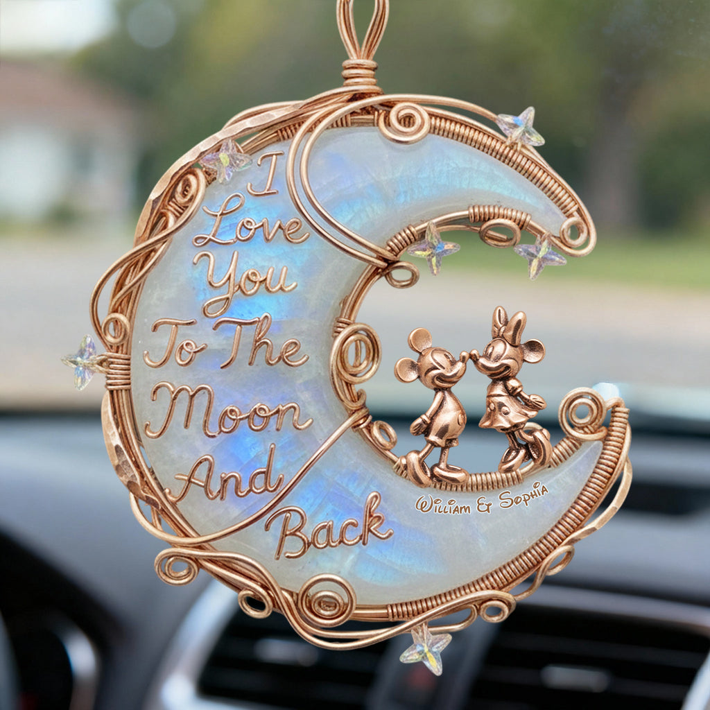 Personalized Moonstone Car Ornament Custom Couple Gift for Valentine Car Ornament GradoCreations