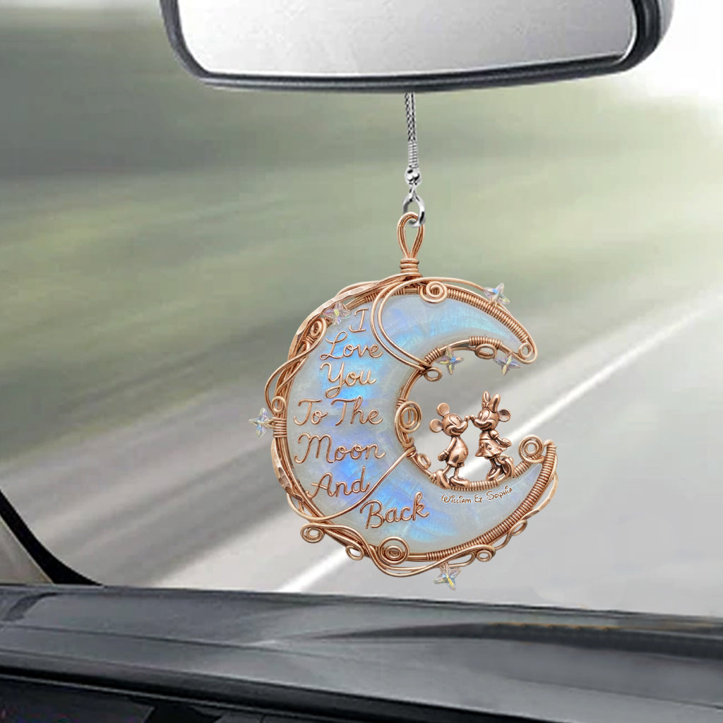 Personalized Moonstone Car Ornament Custom Couple Gift for Valentine Car Ornament GradoCreations