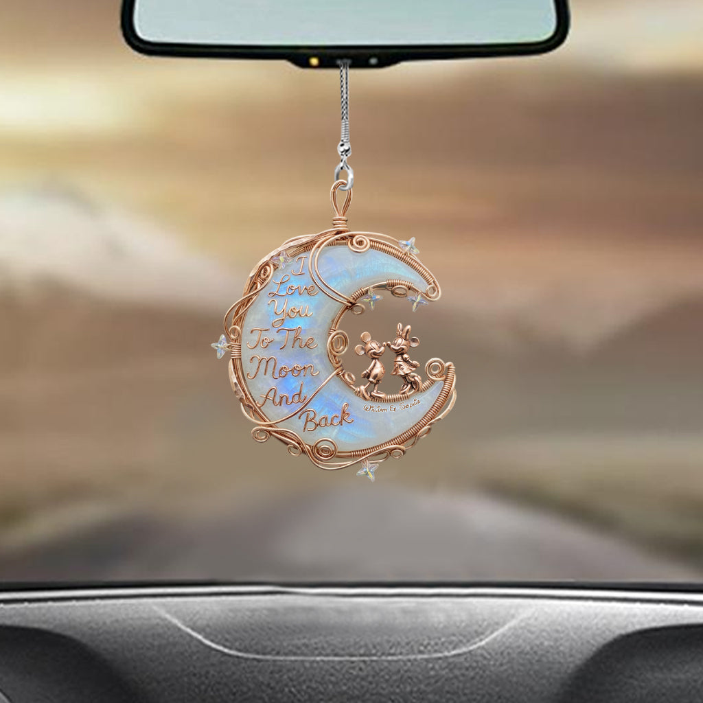 Personalized Moonstone Car Ornament Custom Couple Gift for Valentine Car Ornament GradoCreations