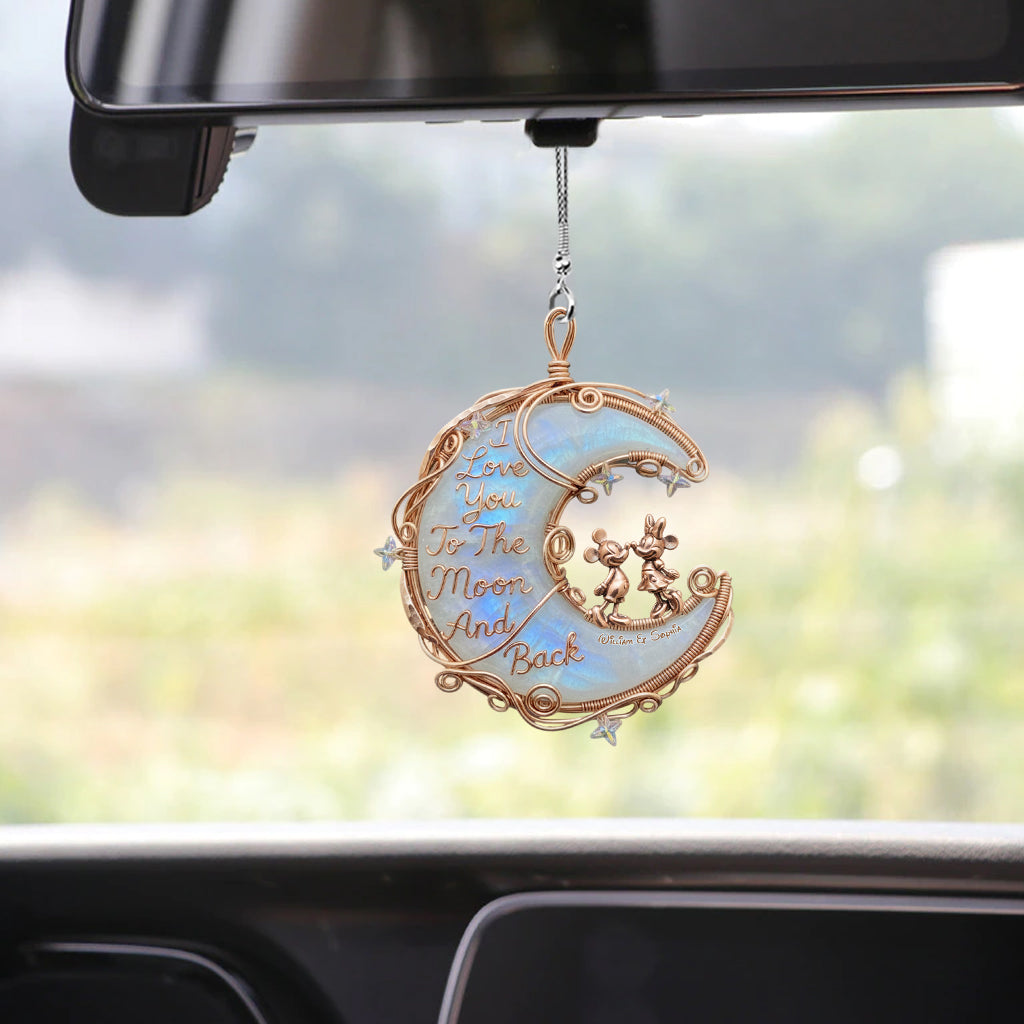 Personalized Moonstone Car Ornament Custom Couple Gift for Valentine Car Ornament GradoCreations