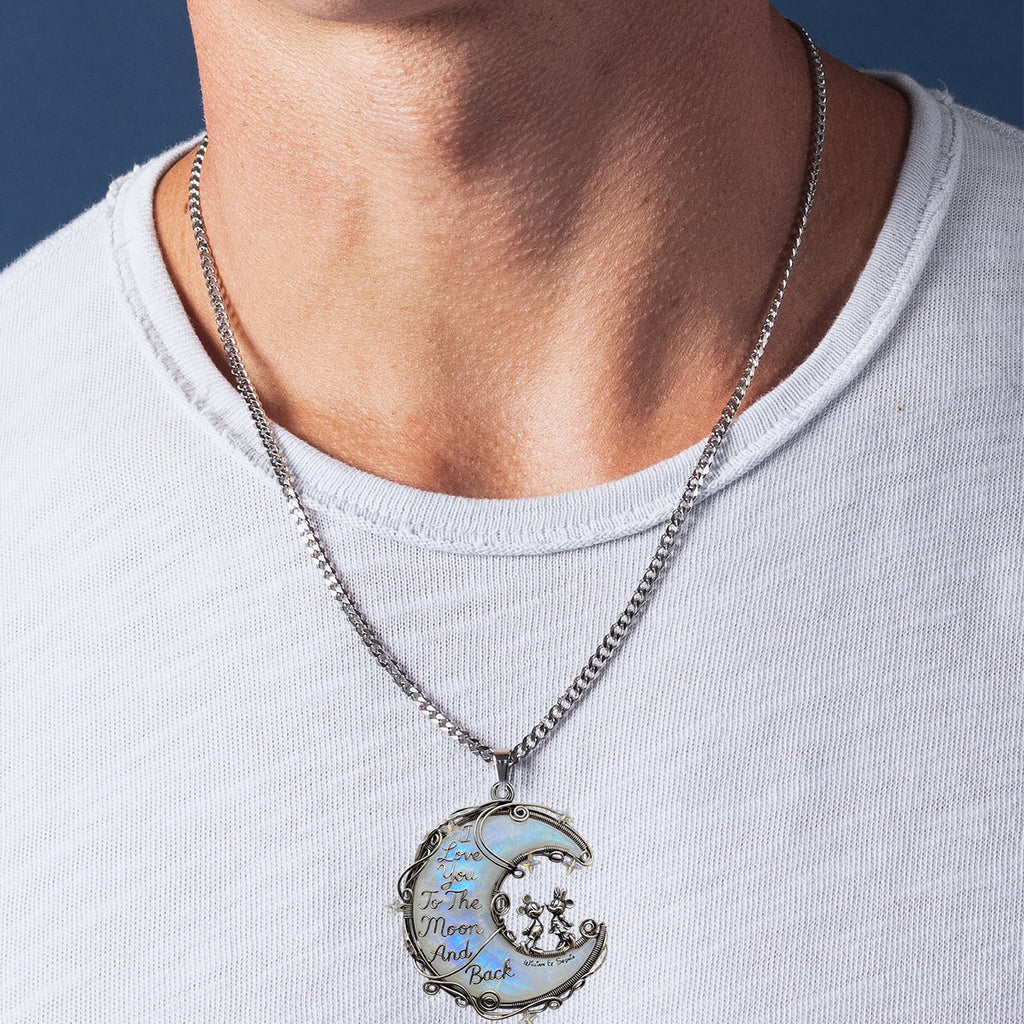 Personalized Moonstone Mouse Couple Necklace Custom Pendant Gift Shaped Acrylic Pendant Necklace GradoCreations