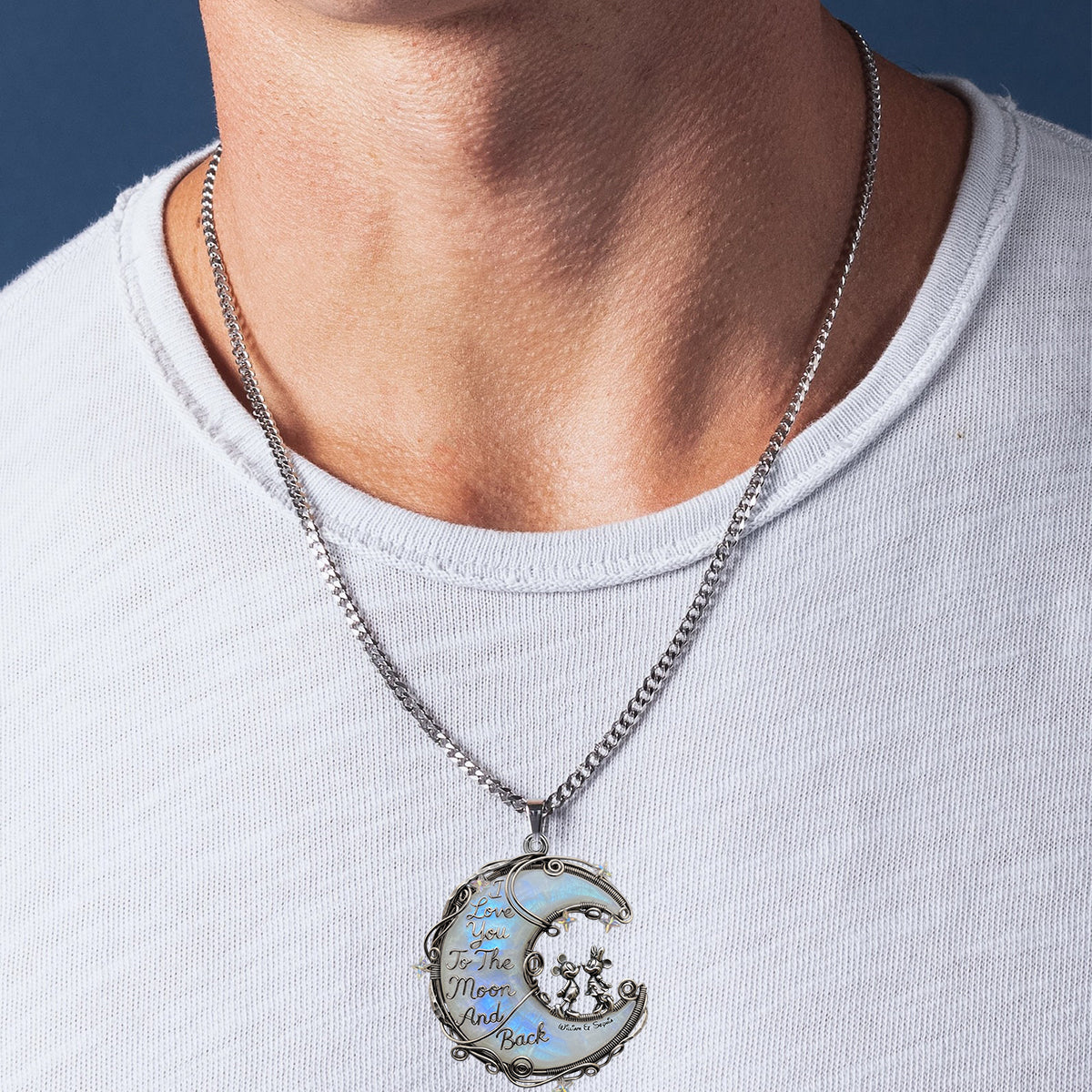 Personalized Moonstone Mouse Couple Necklace Custom Pendant Gift Shaped Acrylic Pendant Necklace GradoCreations