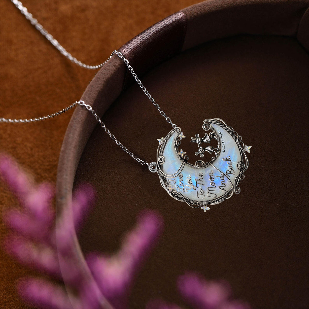 Personalized Moonstone Mouse Couple Necklace Custom Pendant Gift Shaped Acrylic Pendant Necklace GradoCreations