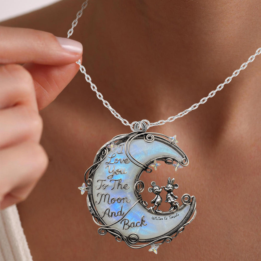 Personalized Moonstone Mouse Couple Necklace Custom Pendant Gift Shaped Acrylic Pendant Necklace GradoCreations