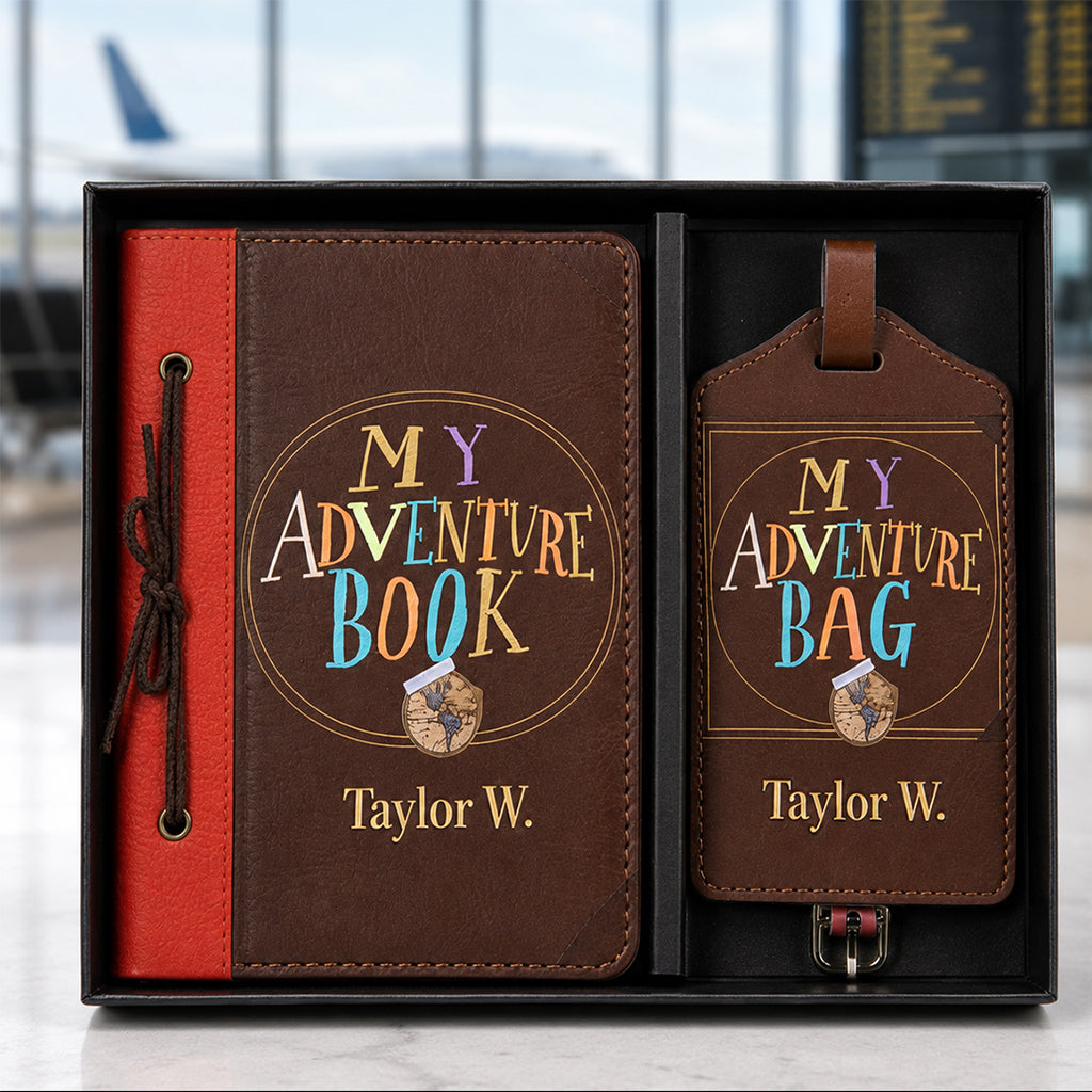 Personalized Up Movie Theme Passport Holder & Luggage Tag Set for Couples Passport Holder & Luggage Tag Set GradoCreations