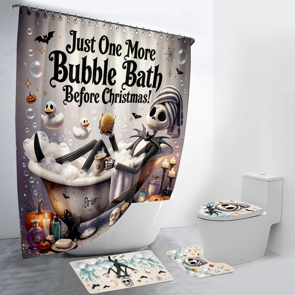 Personalized Nightmare Before Christmas Bathroom Curtain & Mats Set Bathroom Curtain & Mats Set GradoCreations