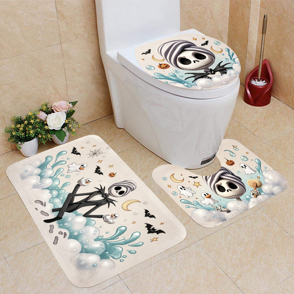 Personalized Nightmare Before Christmas Bathroom Curtain & Mats Set Bathroom Curtain & Mats Set GradoCreations