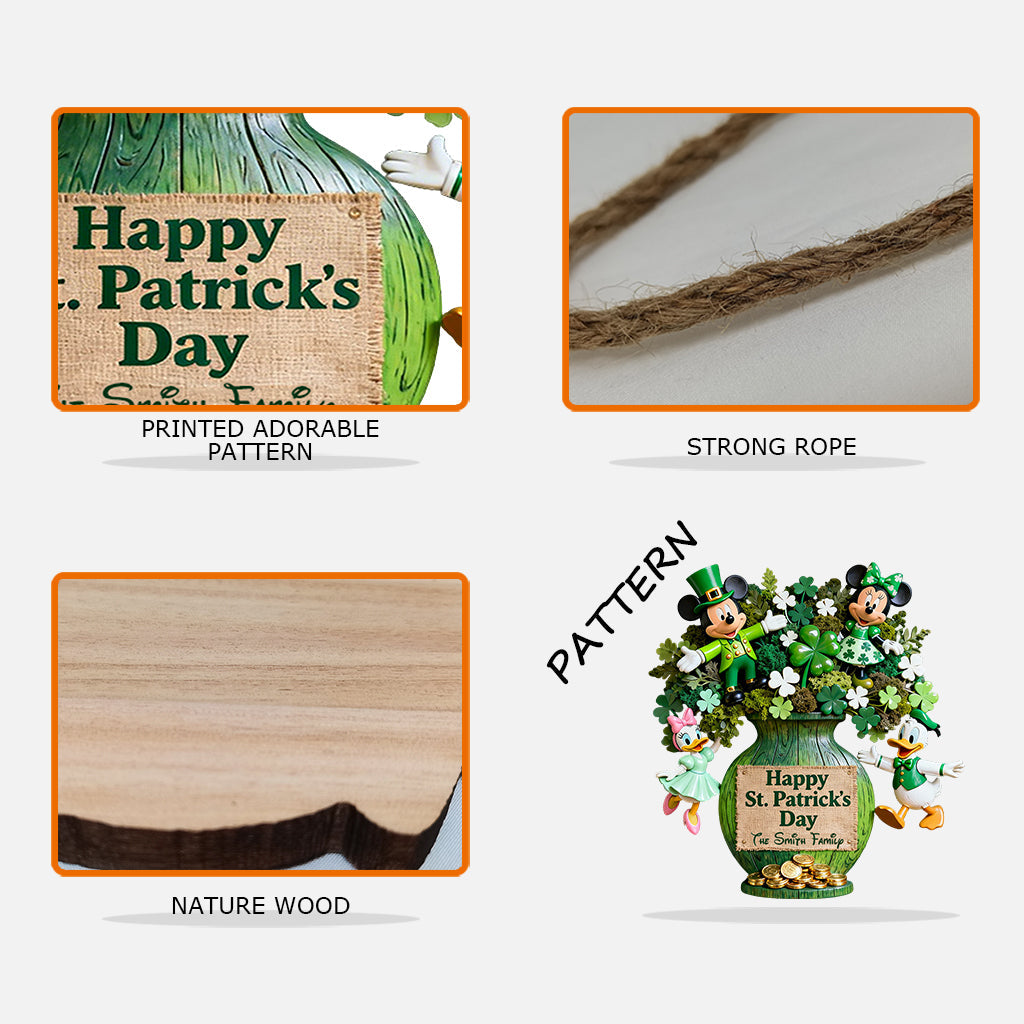 Personalized St. Patrick's Day Mouse Wood Sign Custom Family Decor Wood Sign GradoCreations