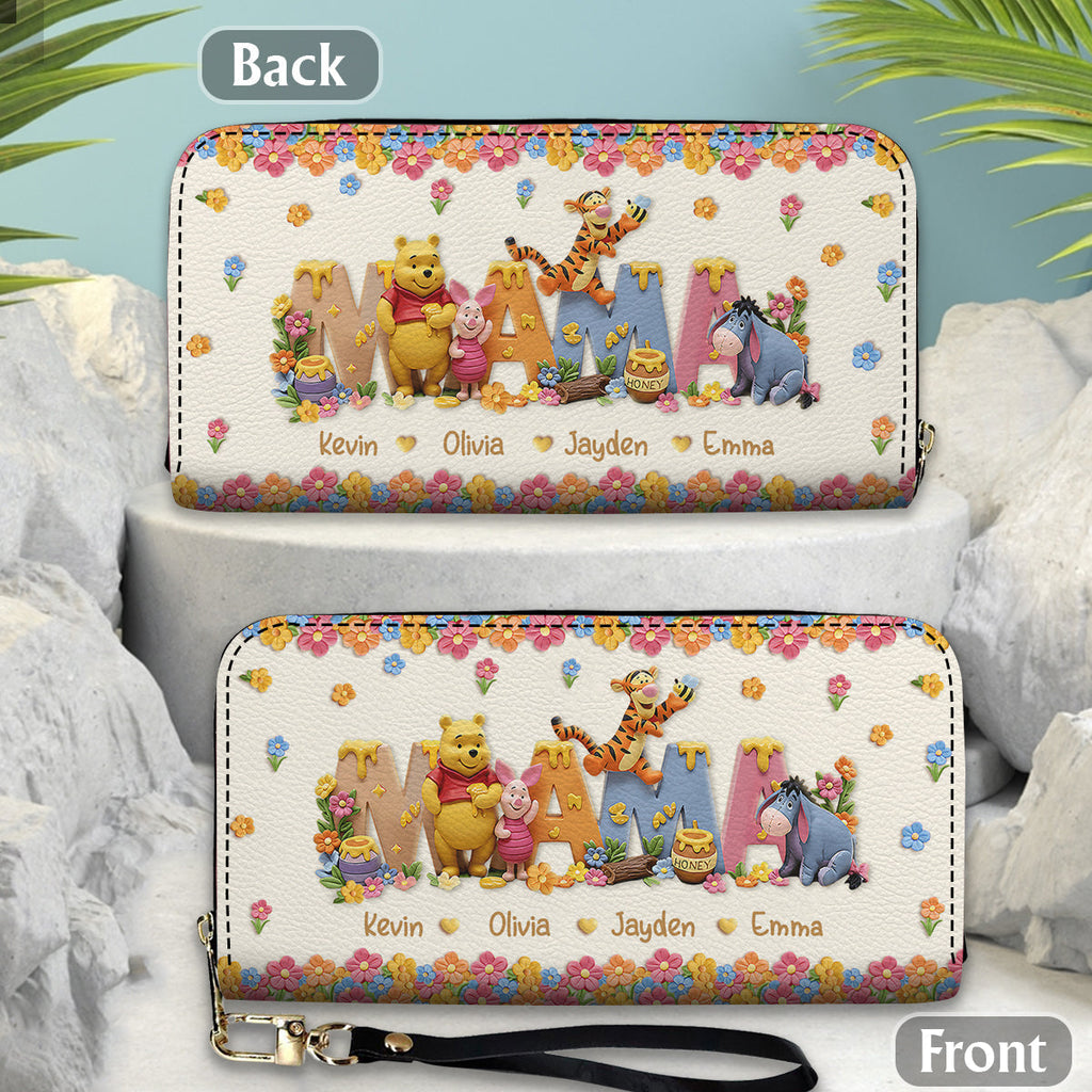 Personalized Leather Long Wallet Custom Name Gift for Mom Leather Long Wallet GradoCreations