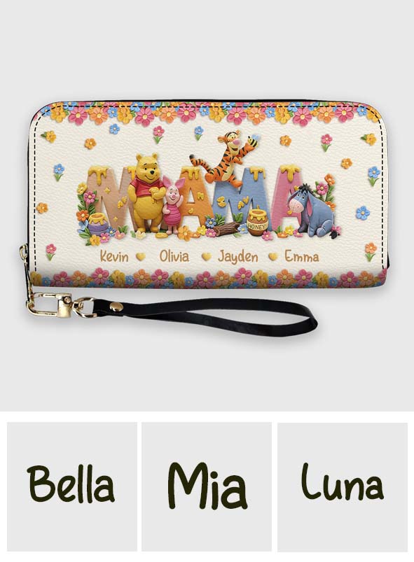Personalized Leather Long Wallet Custom Name Gift for Mom Leather Long Wallet GradoCreations