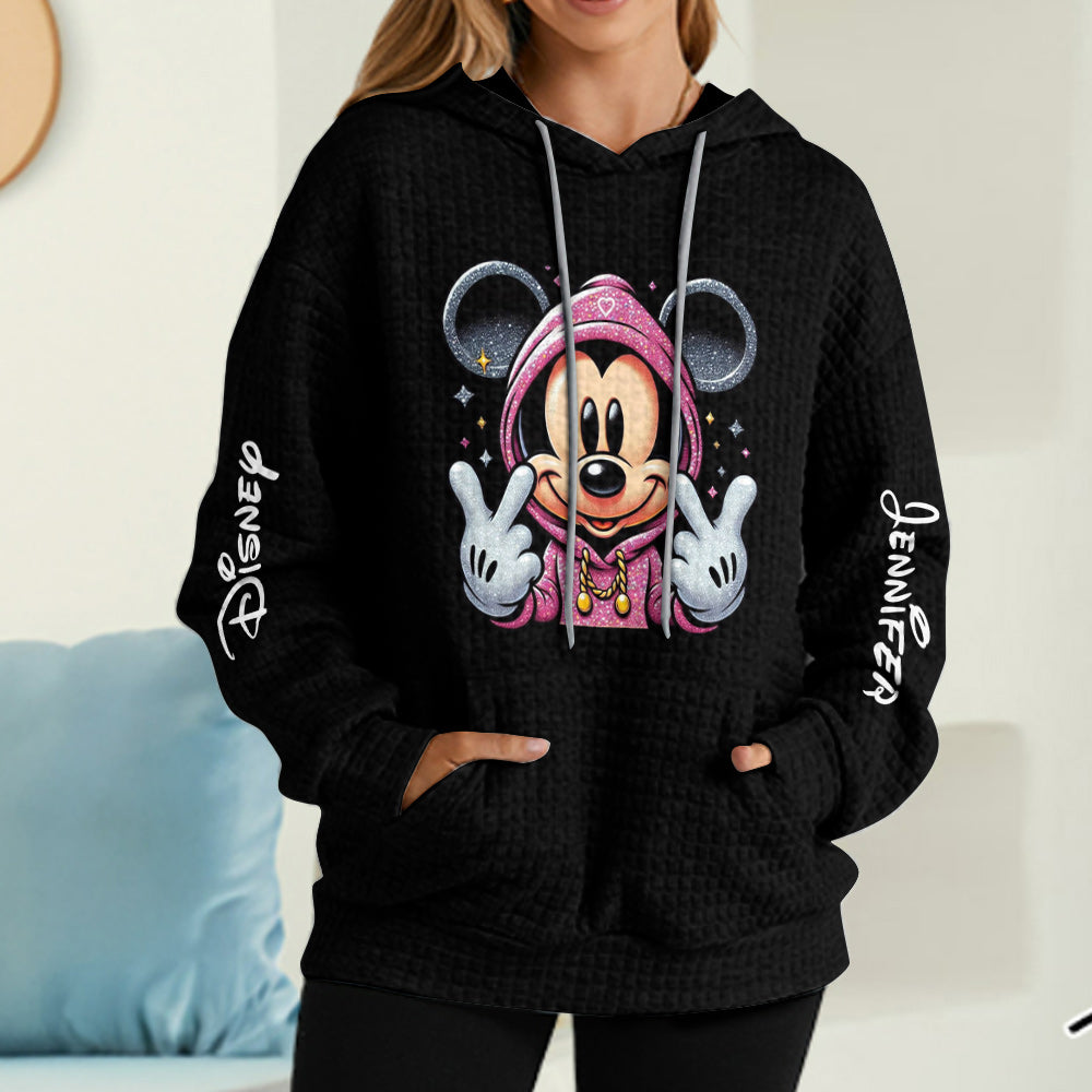 Personalized Mickey Mouse Waffle Hoodie Custom Name Gift Waffle Hoodie GradoCreations