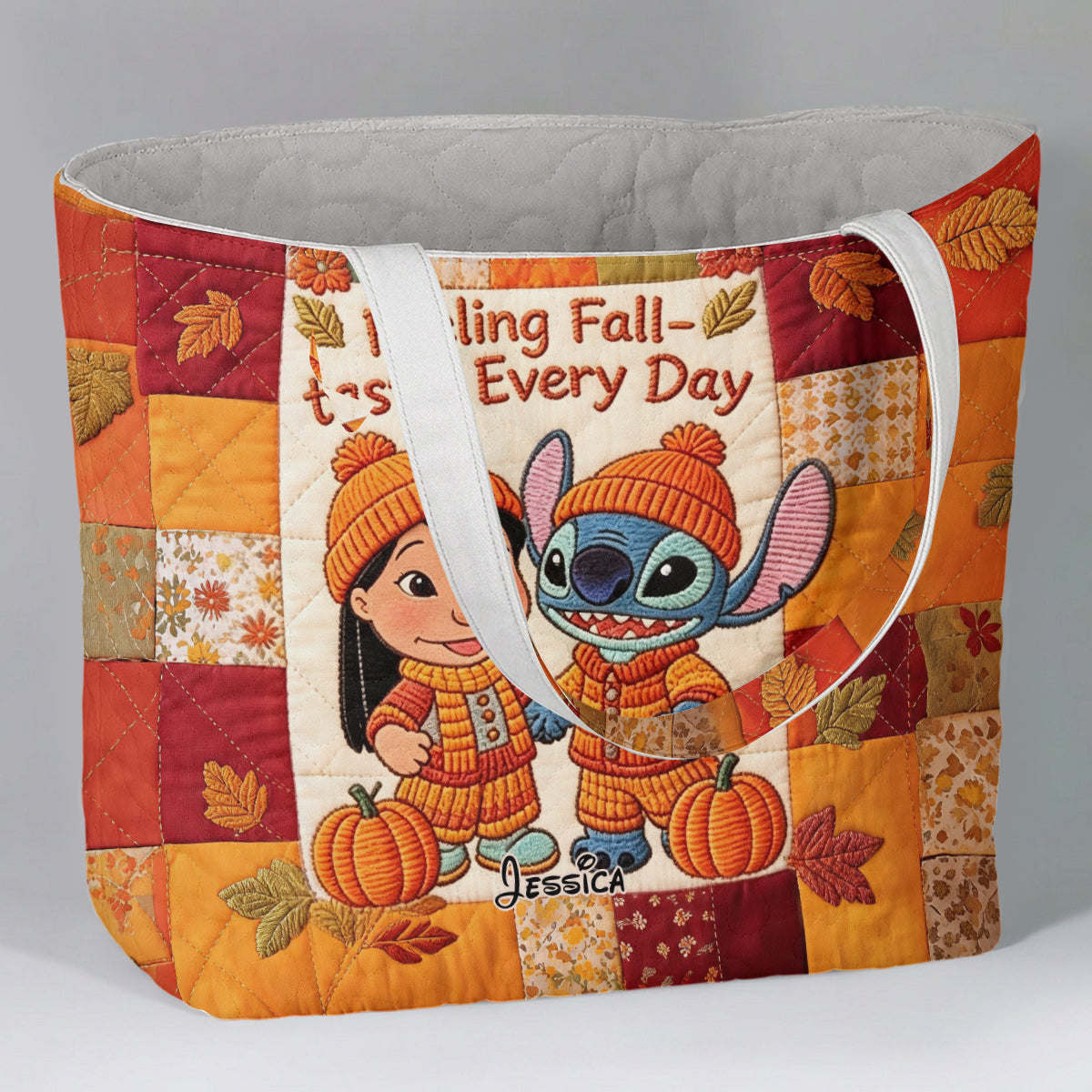 Personalized Quilted Tote Bag for Movie Fans - Fall Gift Quilted Tote Bag GradoCreations