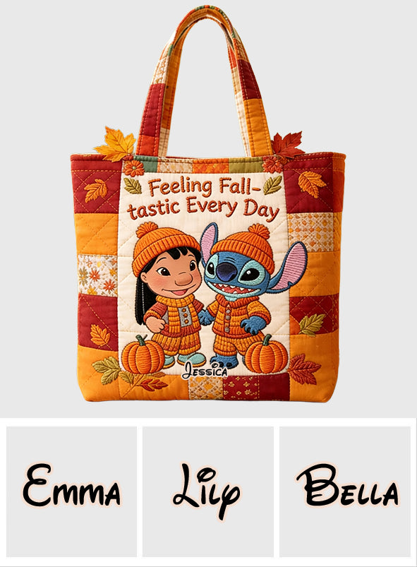 Personalized Autumn Vibes Quilted Tote Bag for Kids & Family Quilted Tote Bag GradoCreations