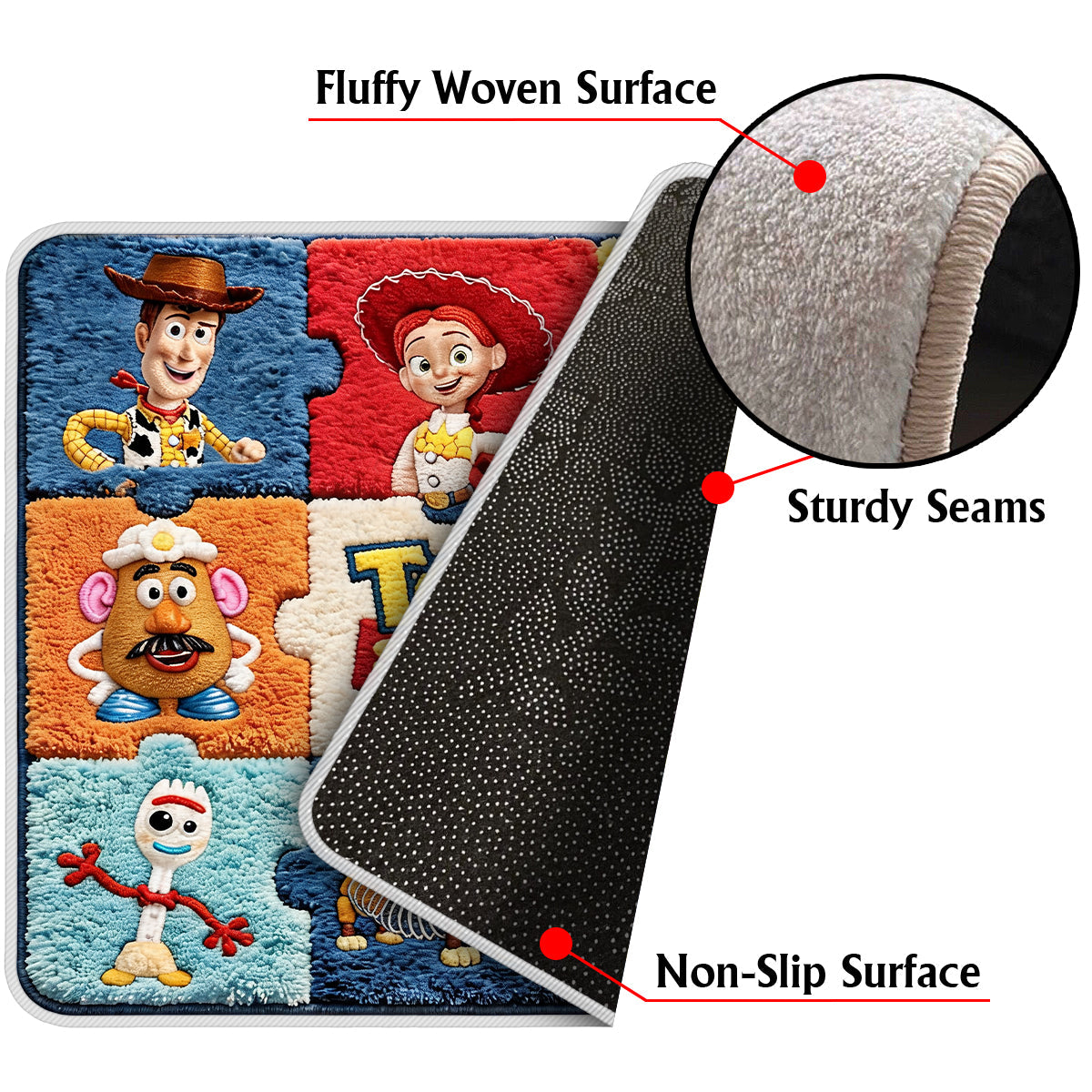 Personalized Toy Story Non-Slip Tufted Rug for Kids - Fun Gift Non-Slip Tufted Rug GradoCreations