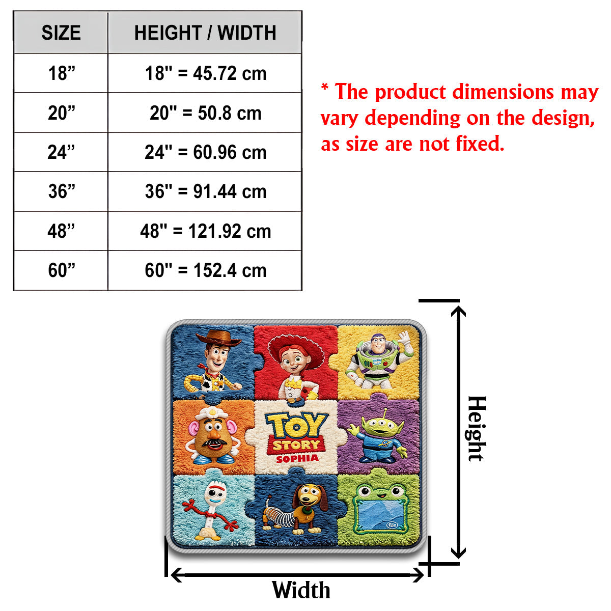 Personalized Toy Story Non-Slip Tufted Rug for Kids - Fun Gift Non-Slip Tufted Rug GradoCreations