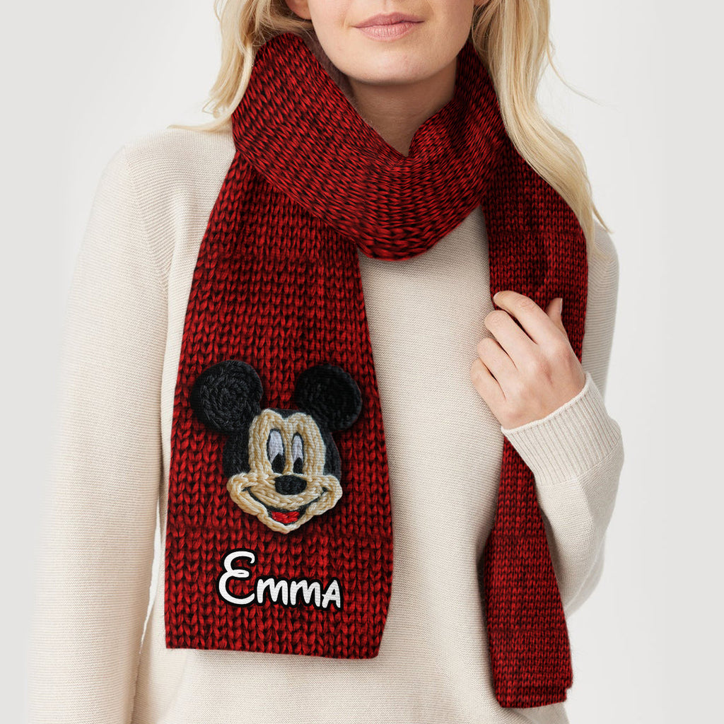 Personalized 3D Mouse Beanie Hat for Kids Custom Name Gift Knitted Beanie Hat and Scarf Set GradoCreations