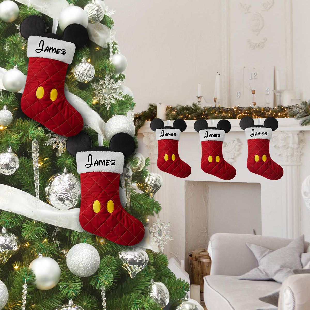 Personalized Mouse Shaped Christmas Stocking Gift for Kids Shaped Christmas Stocking GradoCreations