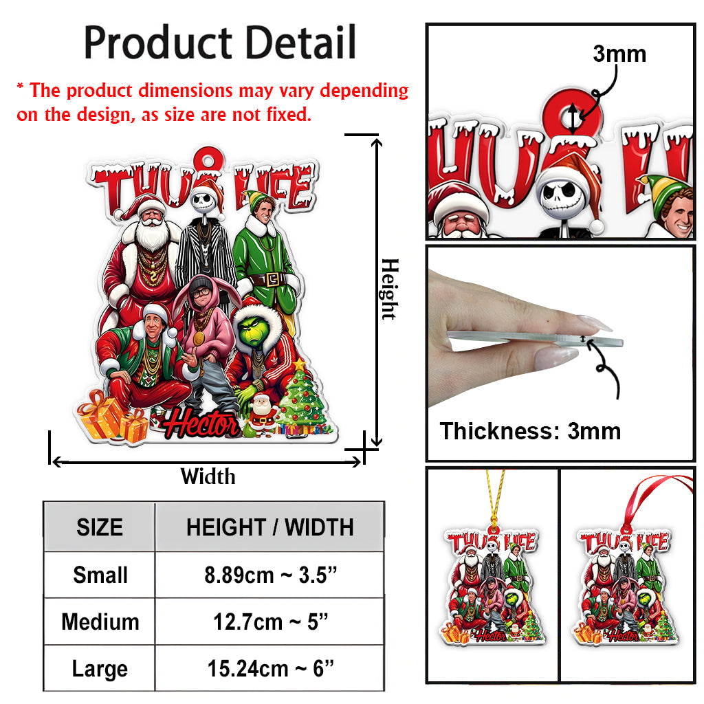 Personalized Thug Life Christmas Ornament Custom Name Gift Ornament GradoCreations