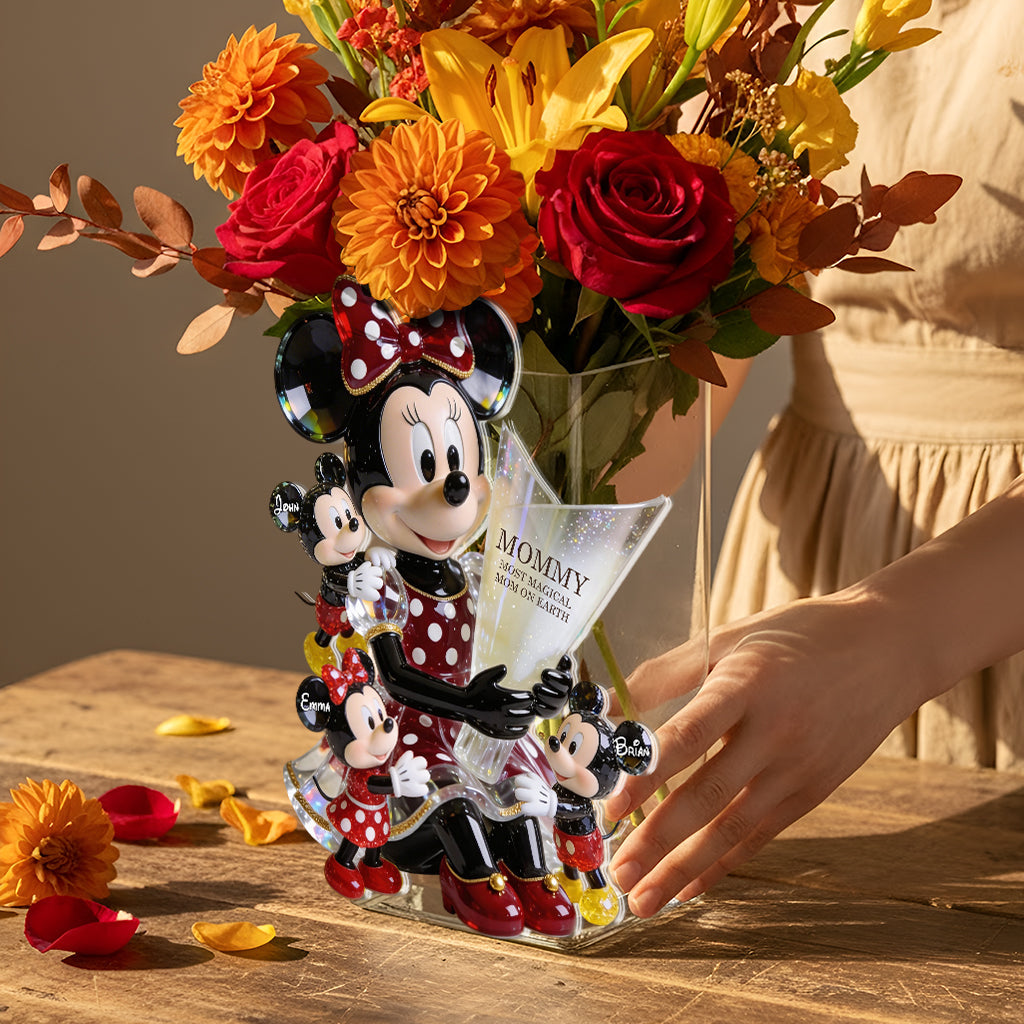Personalized Acrylic Pot with Cute Cartoon Mouse Design for Mom Acrylic Pot GradoCreations