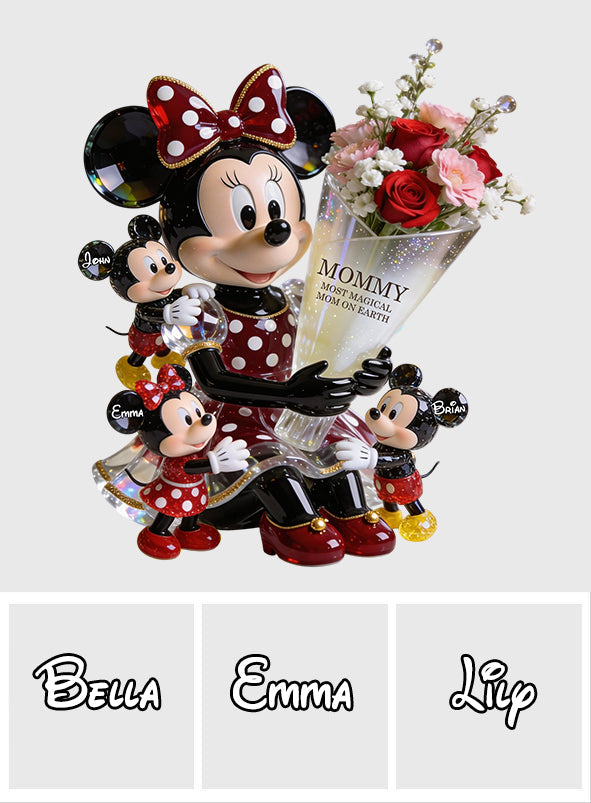 Personalized Acrylic Pot with Cute Cartoon Mouse Design for Mom Acrylic Pot GradoCreations