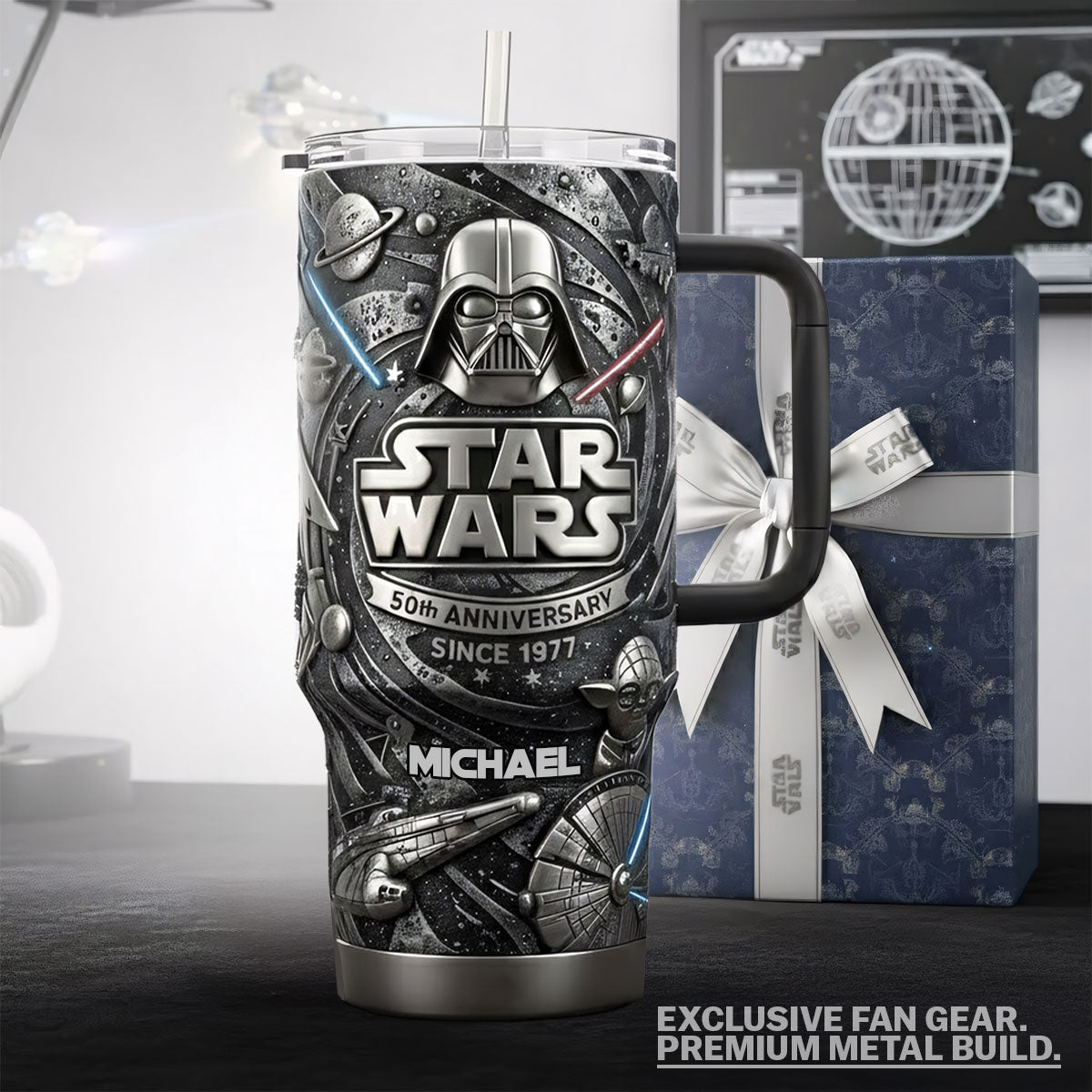 Personalized Star Wars 50th Anniversary Tumbler with Handle Gift Tumbler With Handle GradoCreations