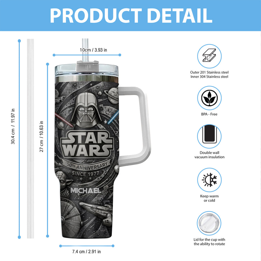Personalized Star Wars 50th Anniversary Tumbler with Handle Gift Tumbler With Handle GradoCreations