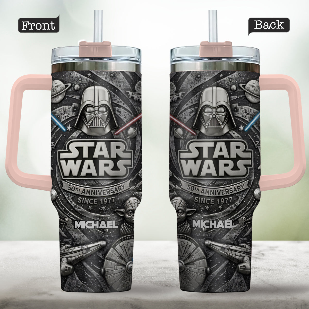 Personalized Star Wars 50th Anniversary Tumbler with Handle Gift Tumbler With Handle GradoCreations