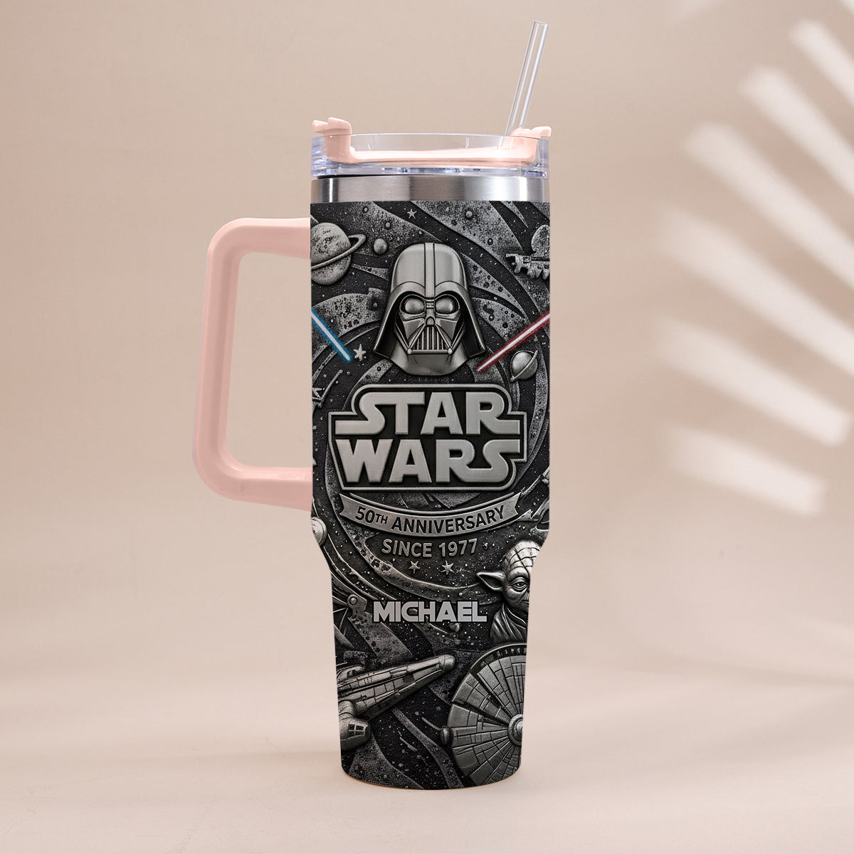 Personalized Star Wars 50th Anniversary Tumbler with Handle Gift Tumbler With Handle GradoCreations
