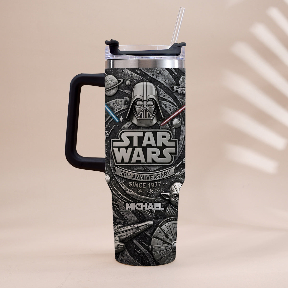 Personalized Star Wars 50th Anniversary Tumbler with Handle Gift Tumbler With Handle GradoCreations