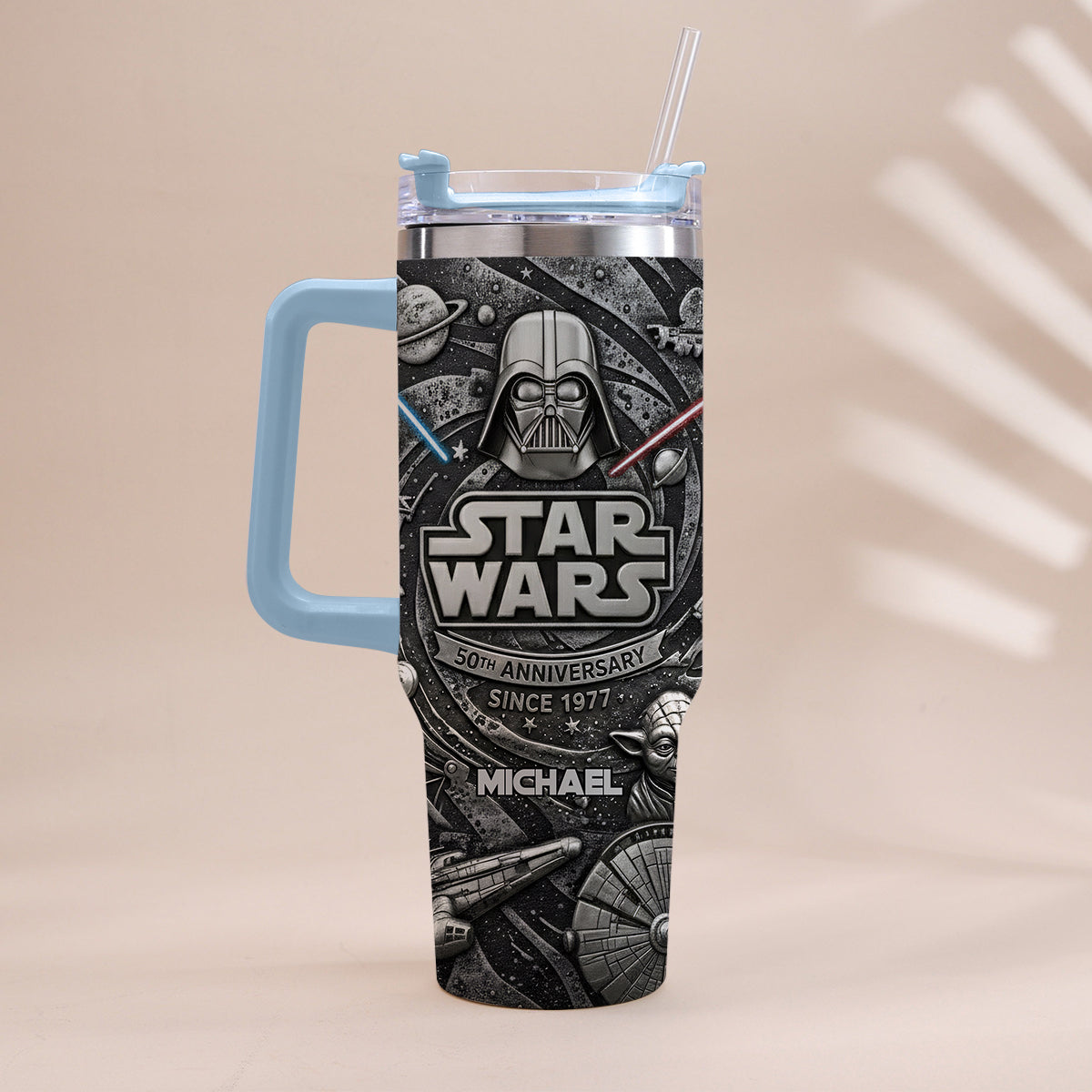 Personalized Star Wars 50th Anniversary Tumbler with Handle Gift Tumbler With Handle GradoCreations
