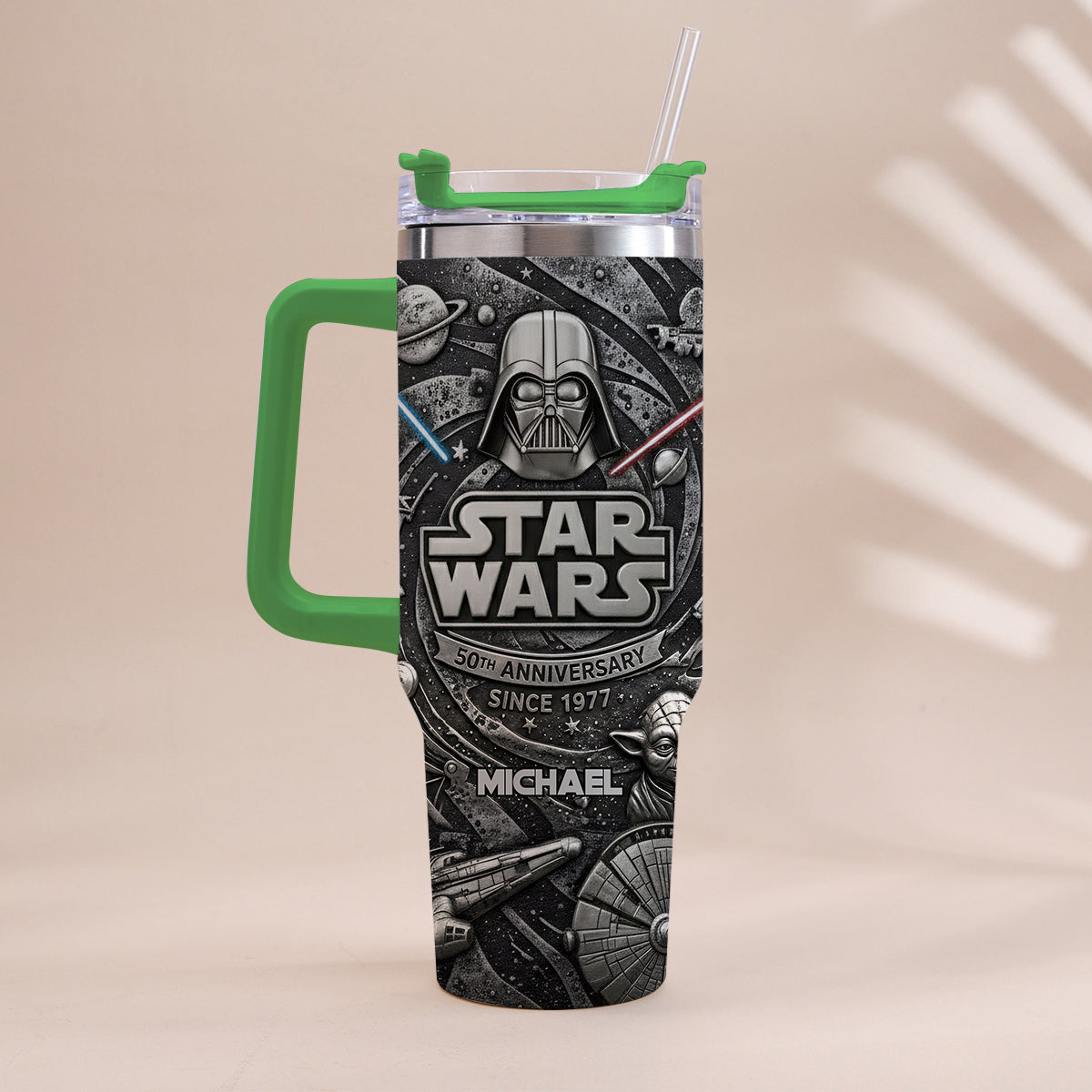 Personalized Star Wars 50th Anniversary Tumbler with Handle Gift Tumbler With Handle GradoCreations
