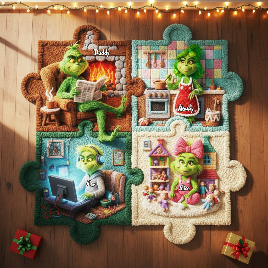 Personalized Family Life Puzzle Non-Slip Tufted Rug for Christmas Non-Slip Tufted Rug GradoCreations