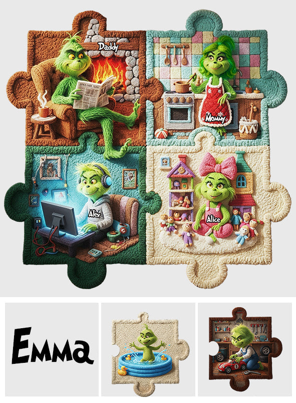 Personalized Family Life Puzzle Non-Slip Tufted Rug for Christmas Non-Slip Tufted Rug GradoCreations