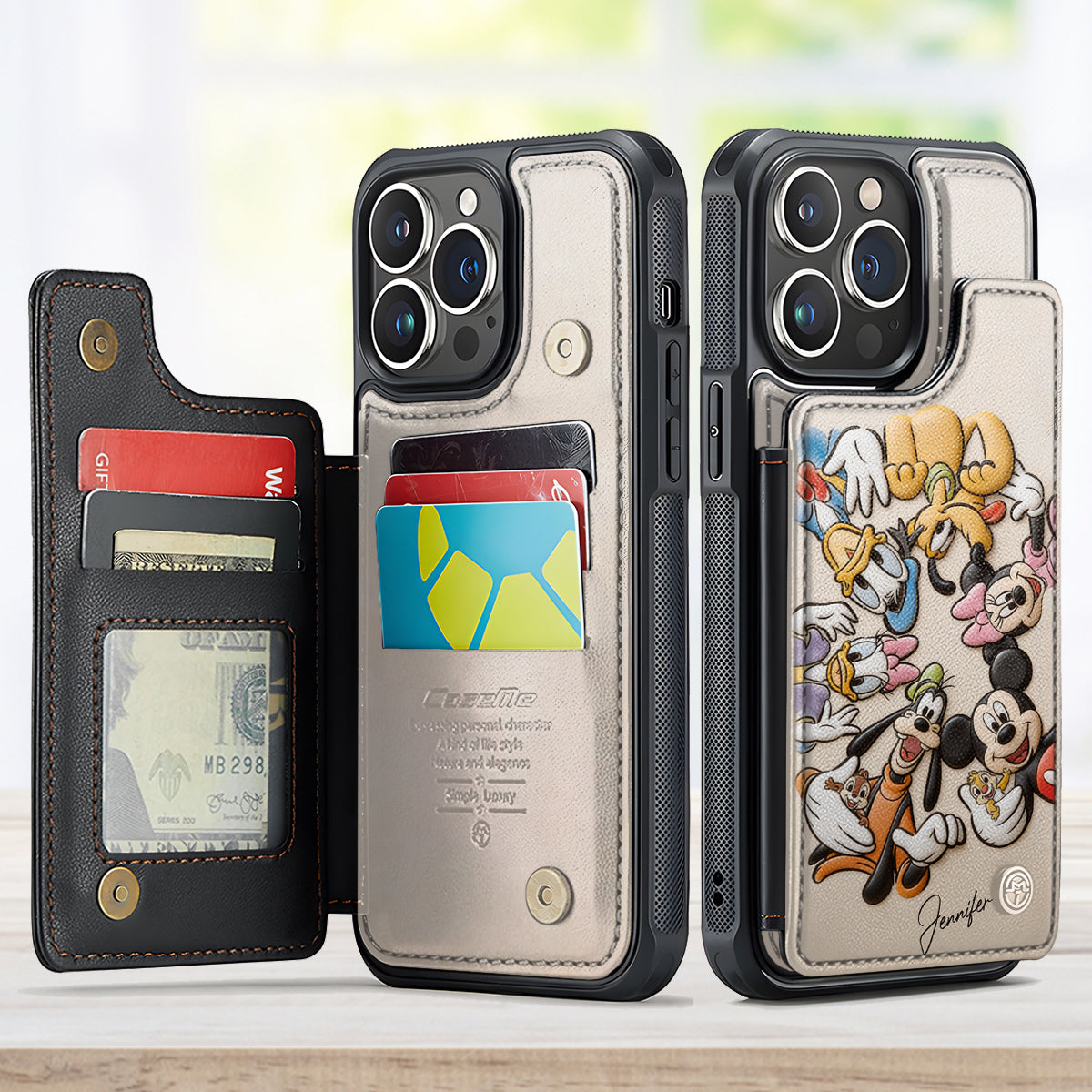 Personalized Disney Wallet Phone Case Durable PU Leather for Mom Fully Printed Wallet Phone Case GradoCreations