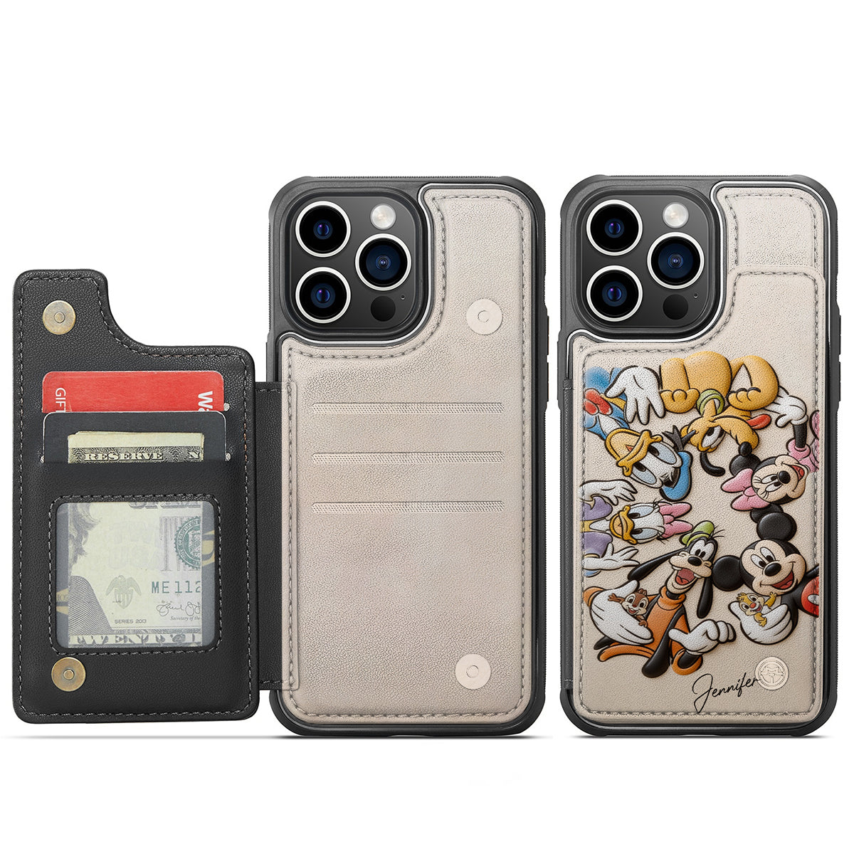 Personalized Disney Wallet Phone Case Durable PU Leather for Mom Fully Printed Wallet Phone Case GradoCreations