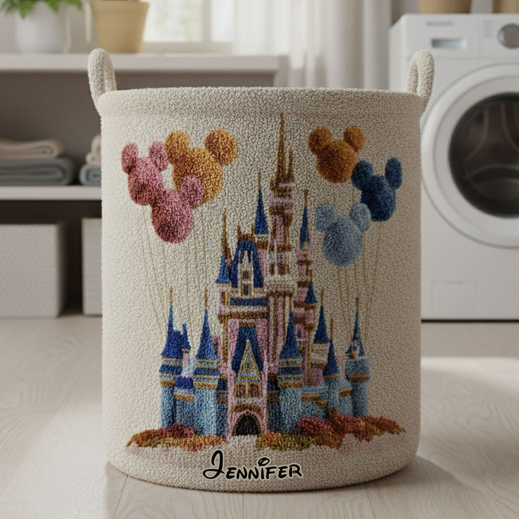 Personalized Magical Castle Laundry Basket for Kids Room Storage Laundry Basket GradoCreations